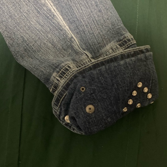 Midnight Velvet Jean Jacket (L) Decorative and Unique, knee length. Gently Used - Picture 4 of 9